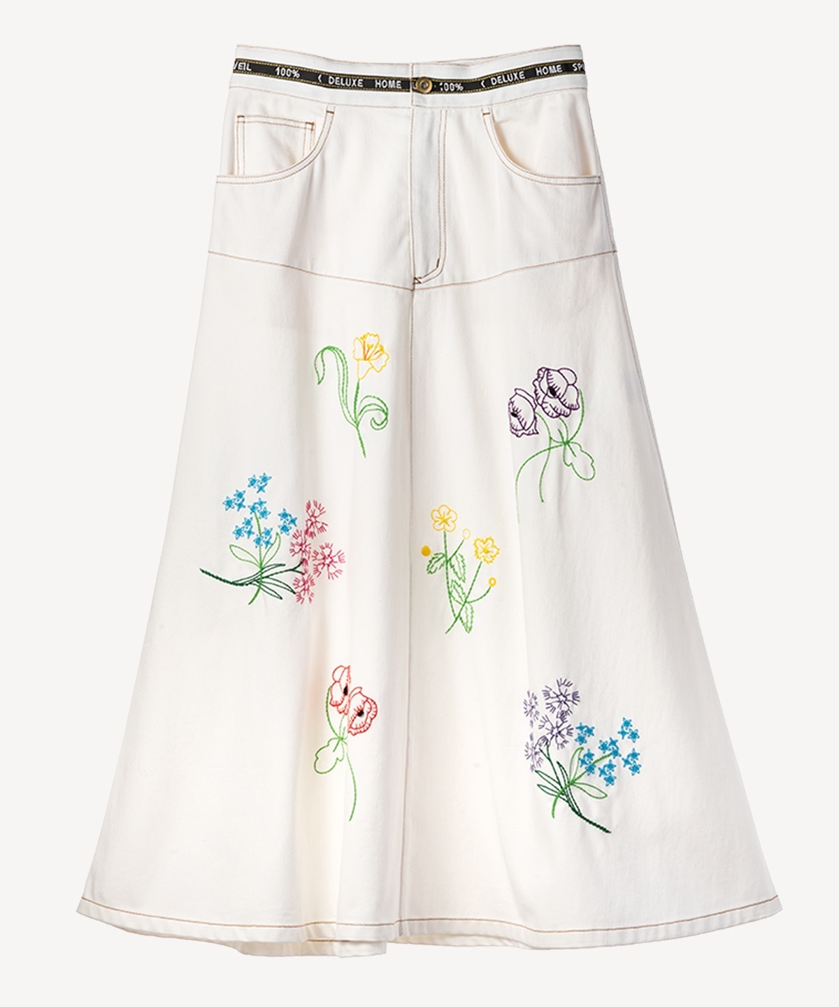 フラワー刺繍スカート(white-40)