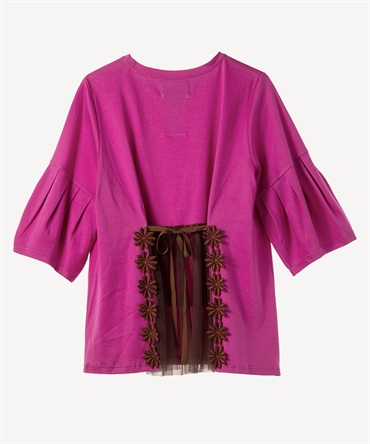 フラワーレースTシャツ(pink-36)