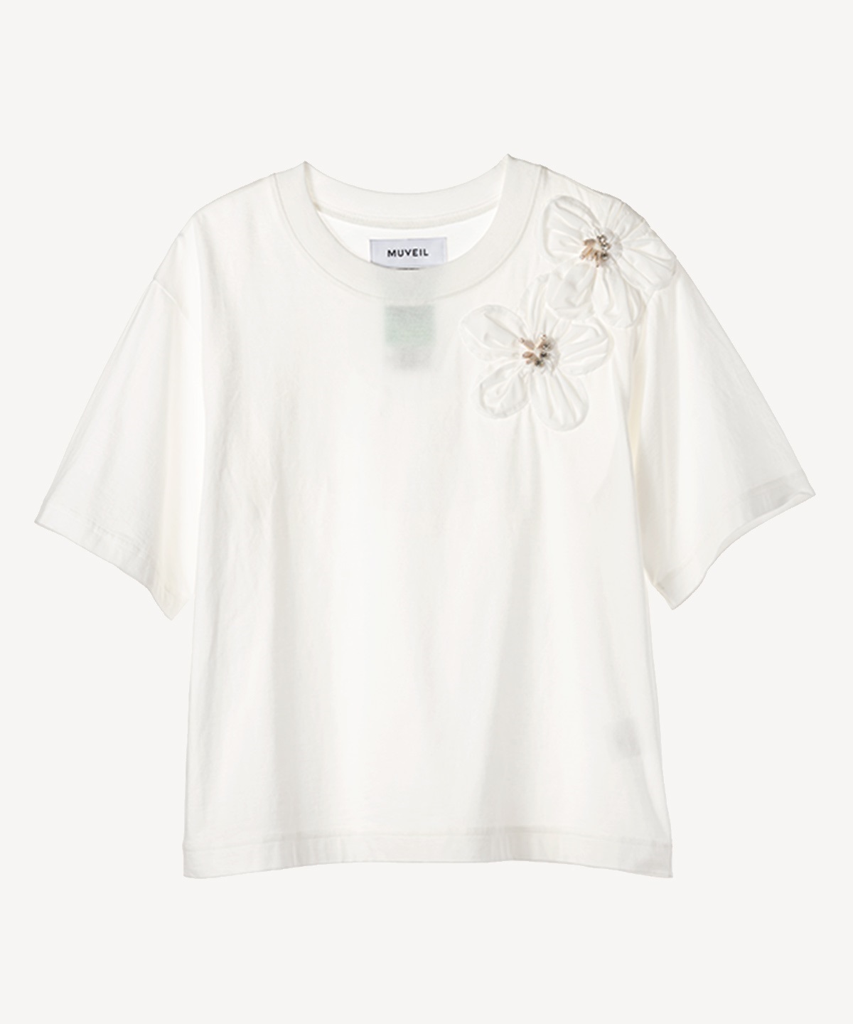 フラワー刺繍Tシャツ(white-38)