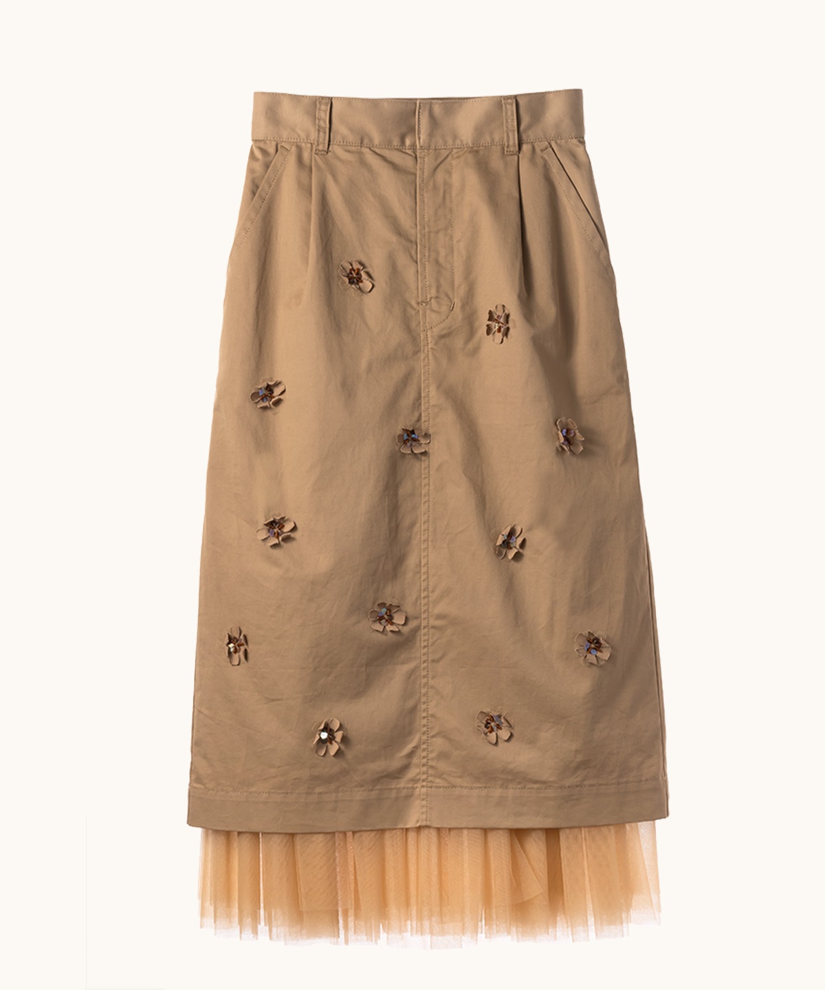 フラワー刺繍チノスカート | MUVEIL Online Shop