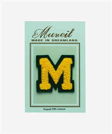 サガラ刺繍アルファベットワッペン M(yellow-F)